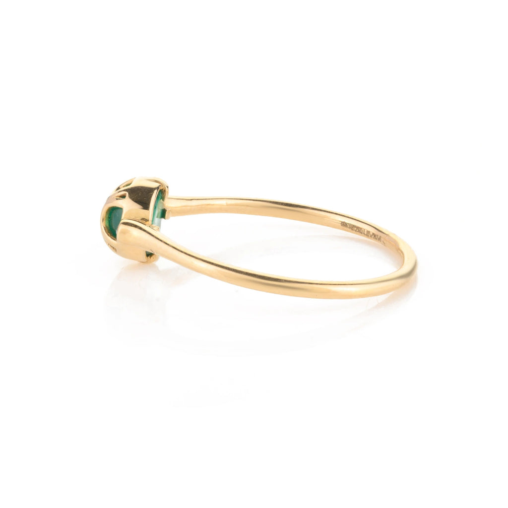 18K Solid Yellow Gold Green Onyx Dainty Ring Image