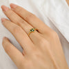 18K Solid Yellow Gold Green Onyx Dainty Ring Thumbnail